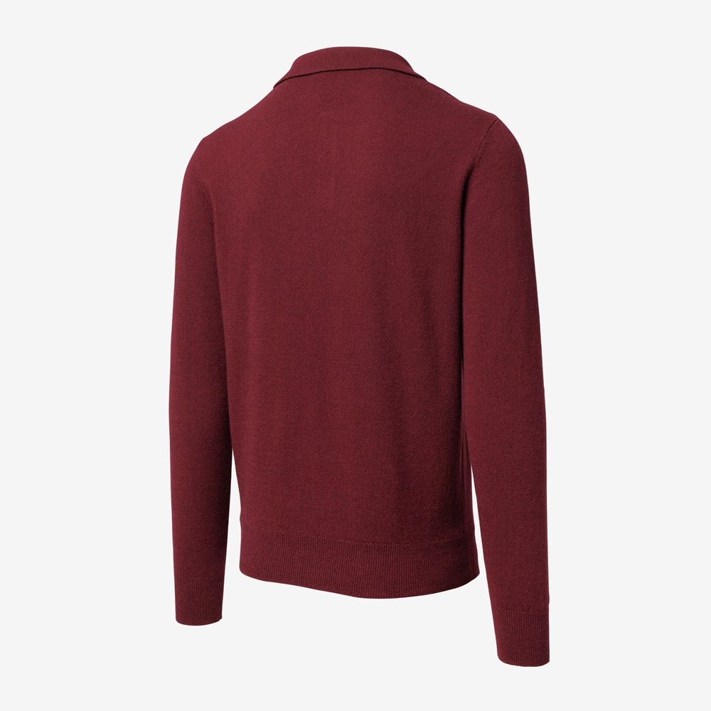 Men's sold polo cashmere sweater burgundy